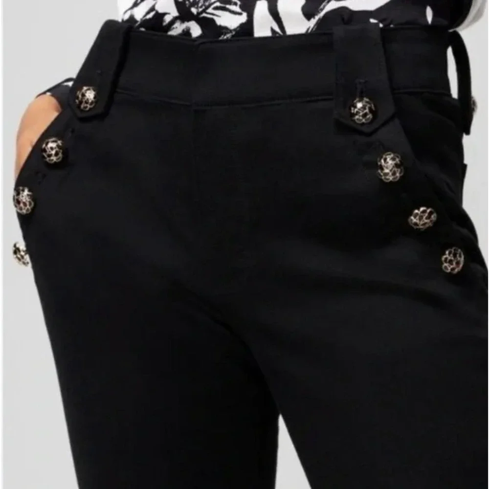 White House Black Market High Rise Mariner Slim Leg Jeans Black Size‎ 2 Military